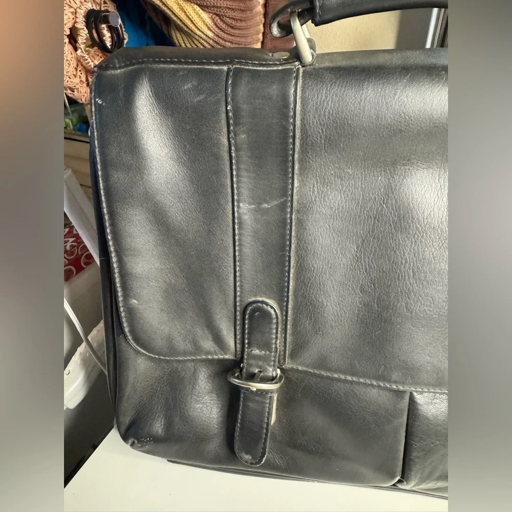 Vintage Genuine Leather Black Briefcase Black Leather